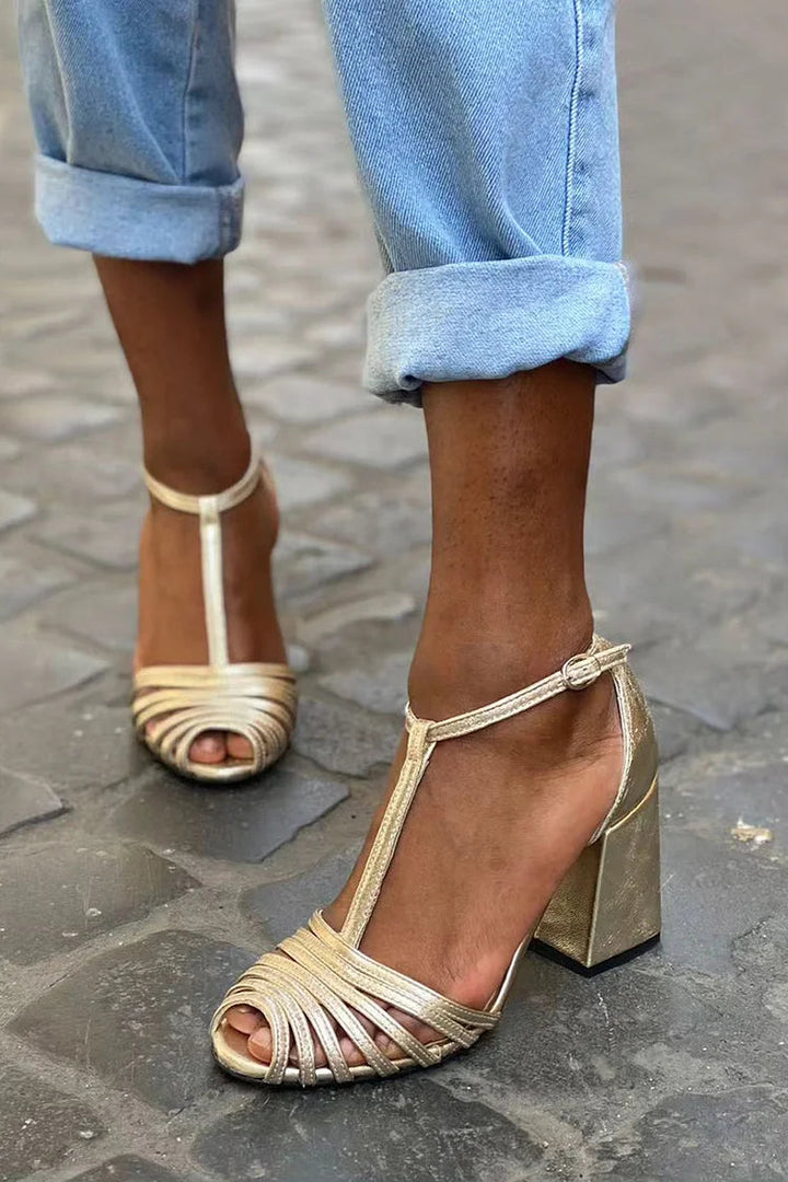 Elegant sandals with t-bar