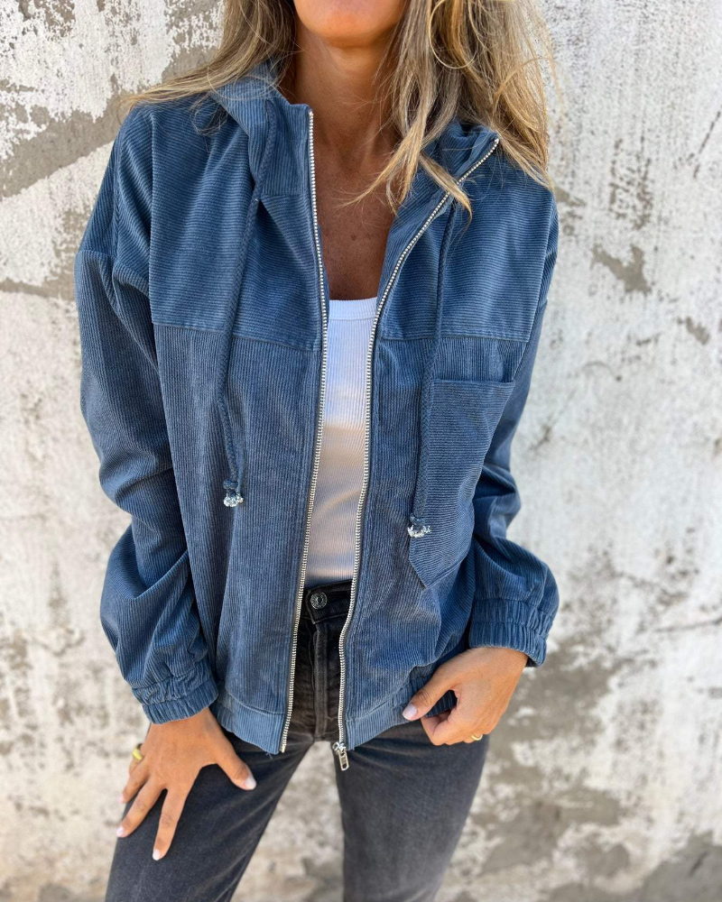 Ella™ | Corduroy Zip-Up Hooded Jacket