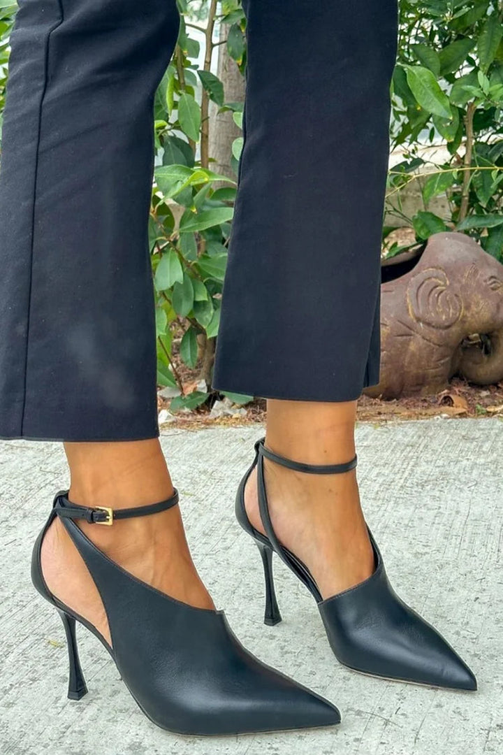 Pointed toe with ankle strap
