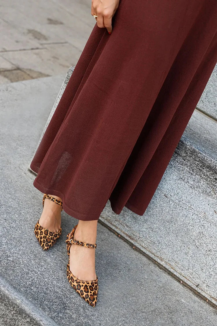 Pointed ballet flats with strap