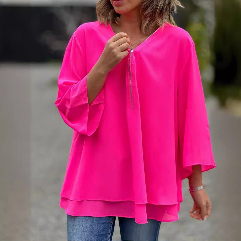 Lorelai | Chiffon Zipper Blouse