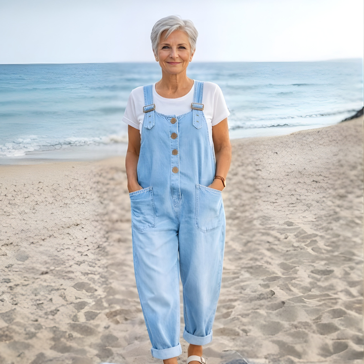 Saylor - Vintage Soft Cotton Denim-Look Overalls -