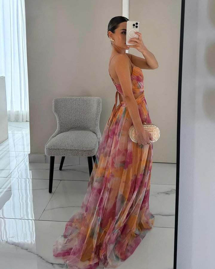 Giselle - Charming Maxi Dress with Floral Print