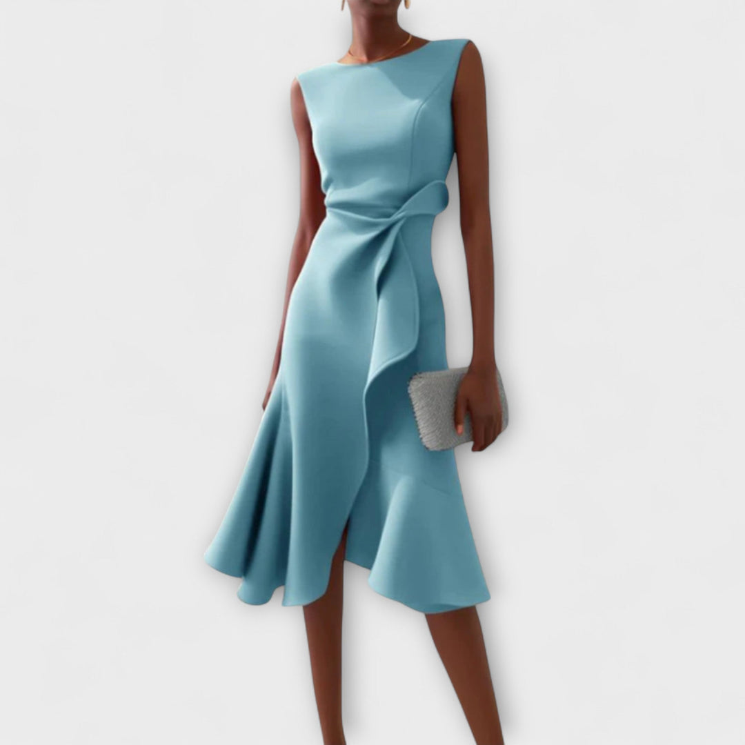 Sheila™ | Draped Asymmetric Midi Dress