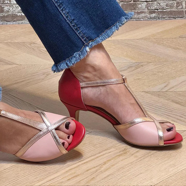 Elegant sandal with t-bar strap