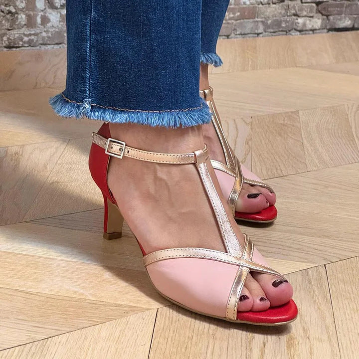 Elegant sandal with t-bar strap