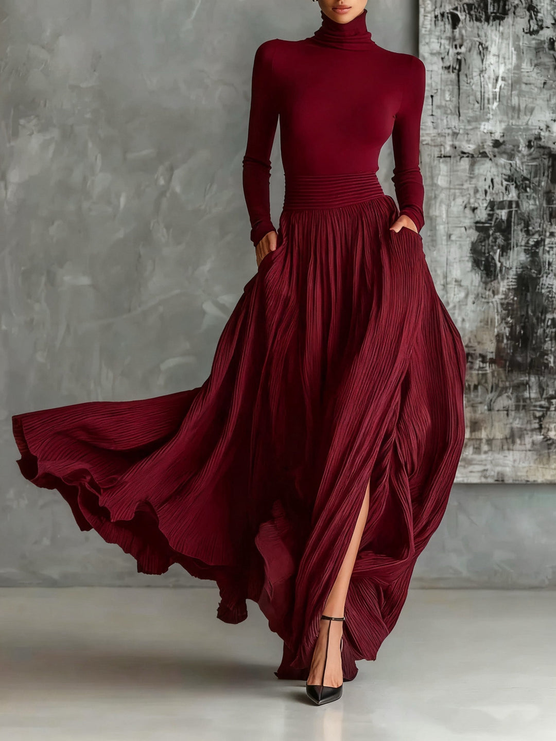 Eva™ - Chic Pleated Skirt Ensemble