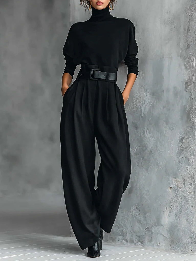 Lisa™ - Black Two-Piece Outfit with Belt
