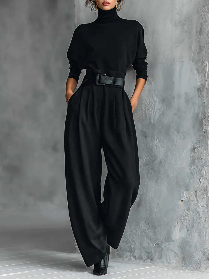 Lisa™ - Black Two-Piece Outfit with Belt