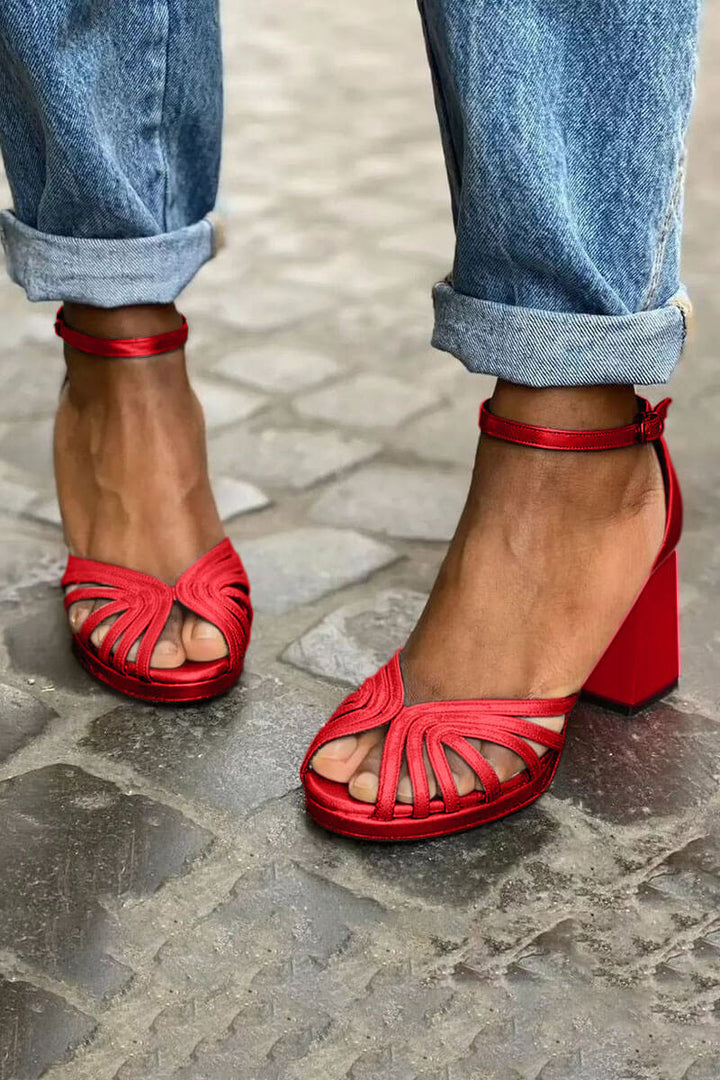 Bicolored heel sandals