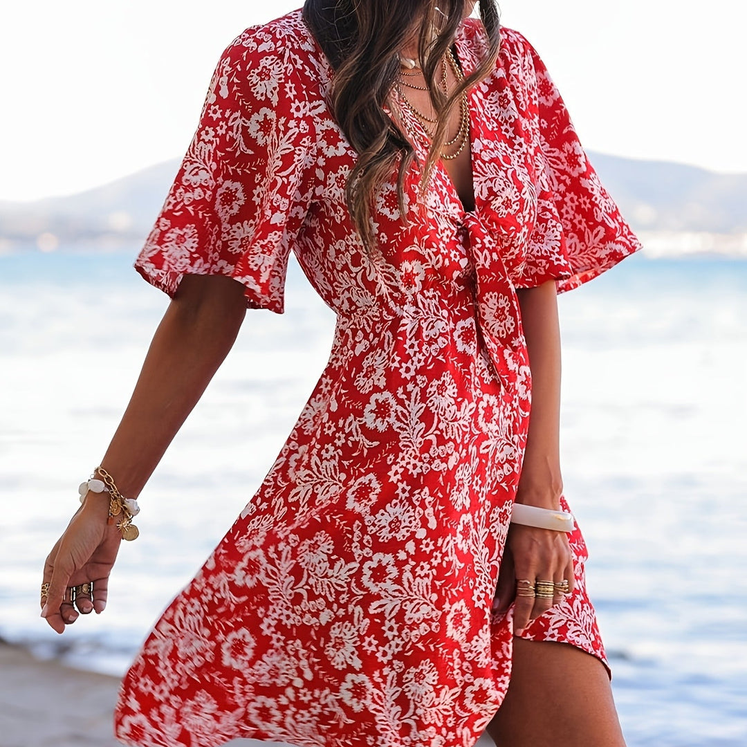 Sophia | Floral Mini Dress with V-Neck