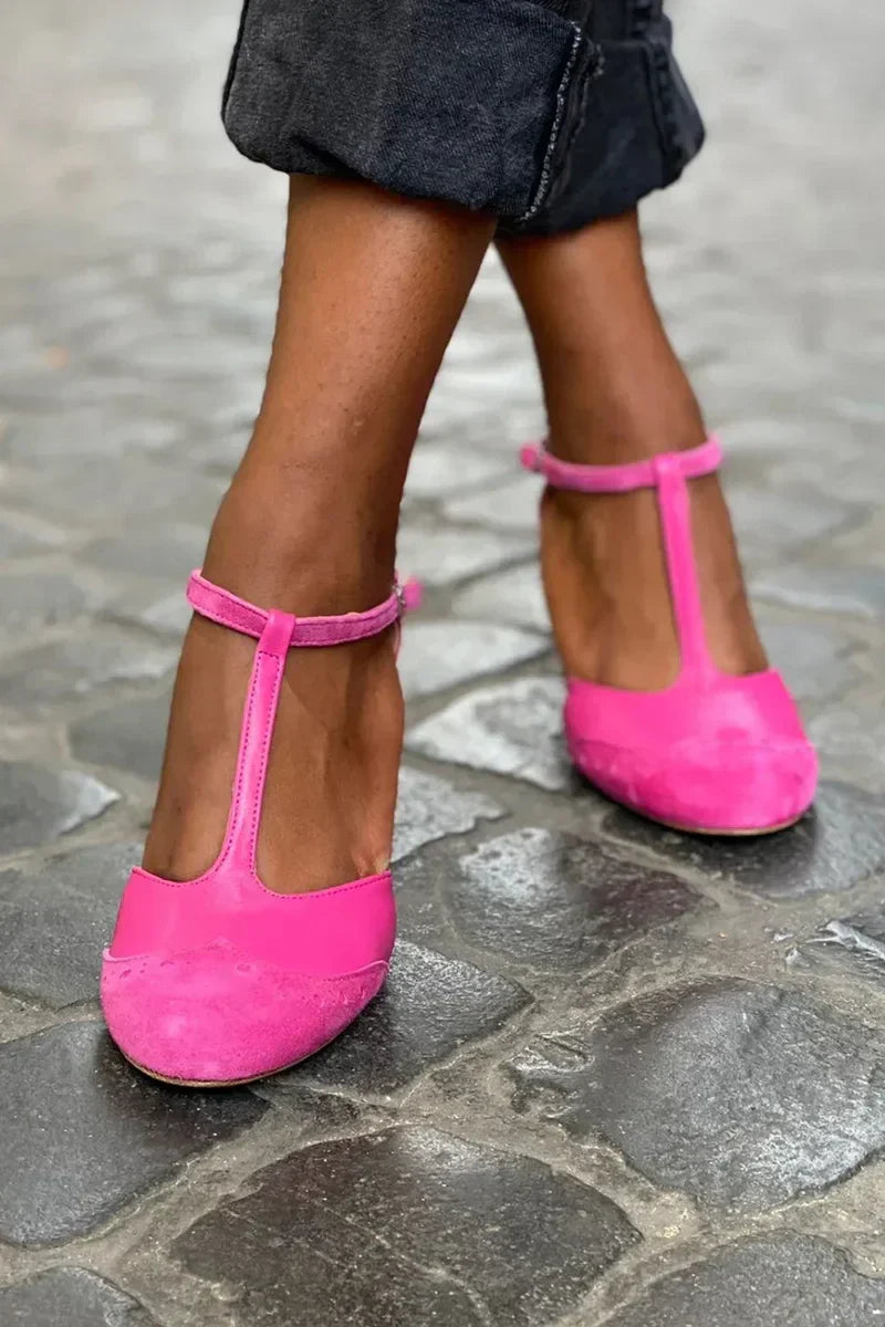 Closed sandal with t-bar strap