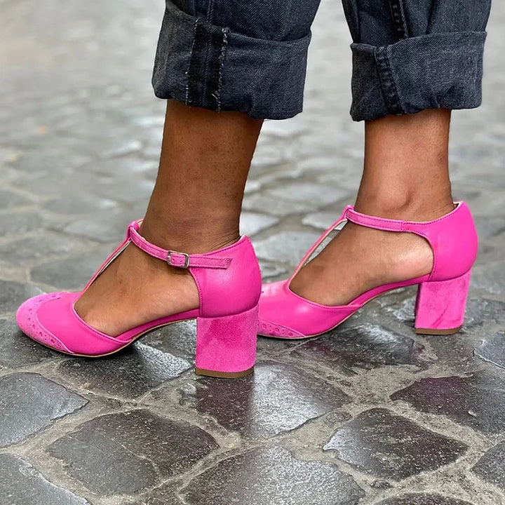Closed sandal with t-bar strap
