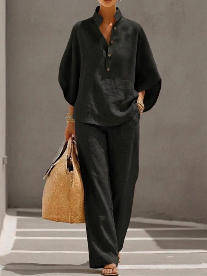 Mariel | Complete set with batwing sleeves and wide pants
