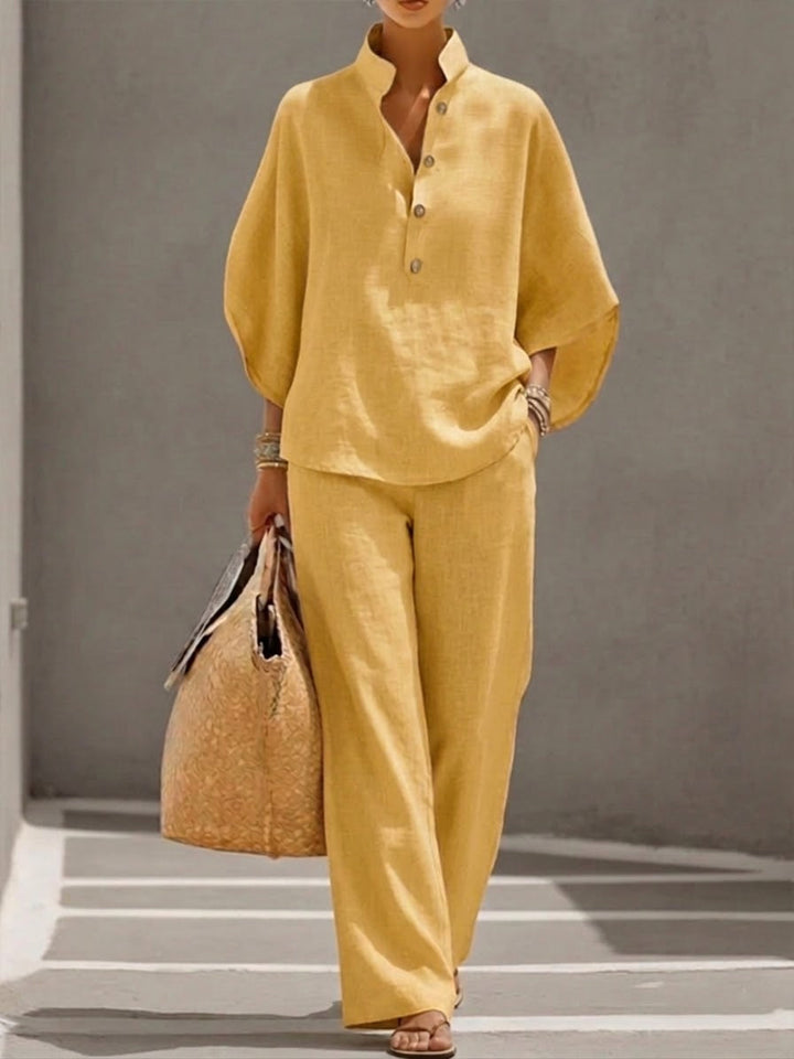 Mariel | Complete set with batwing sleeves and wide pants