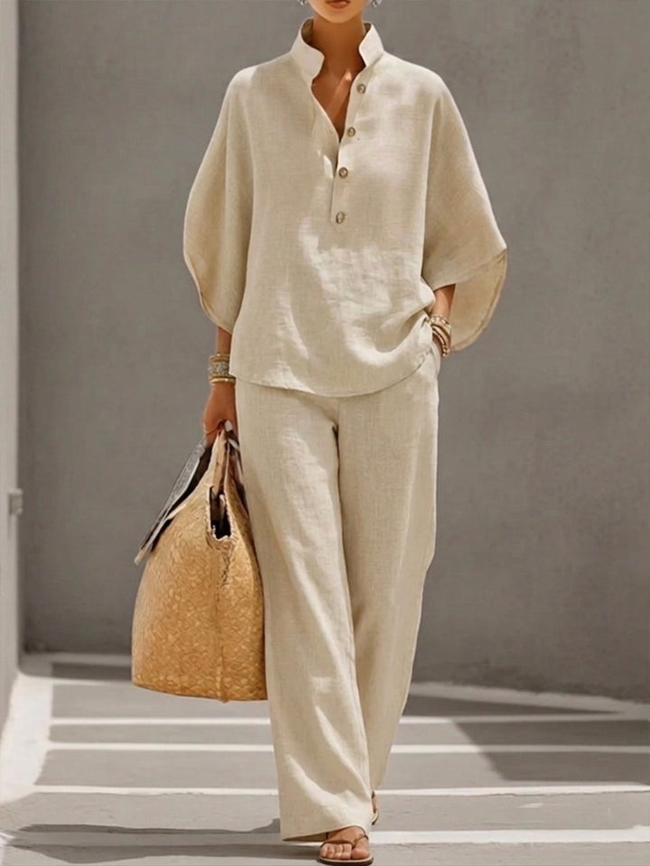 Mariel | Complete set with batwing sleeves and wide pants