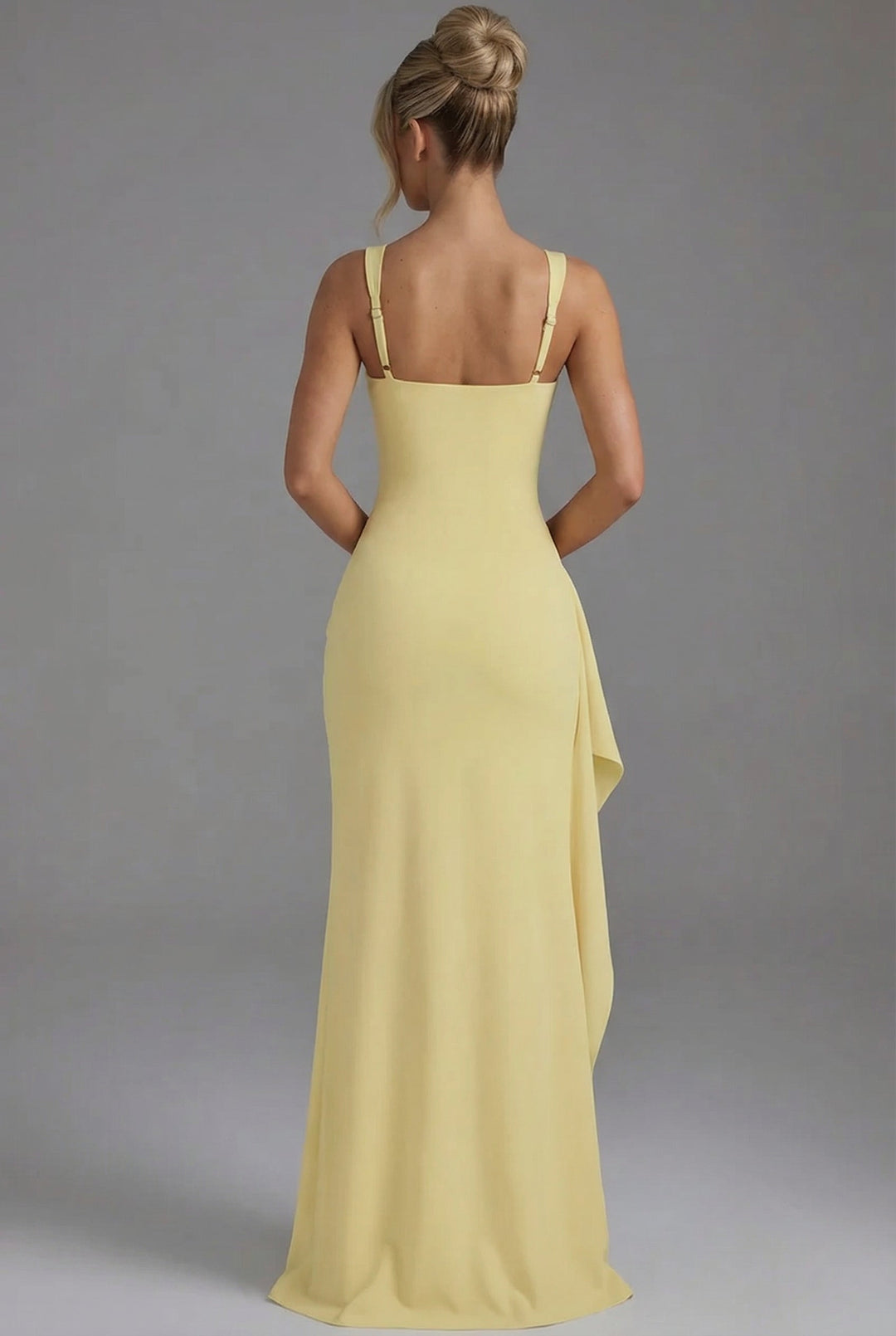 Women’s Elegant Bodycon Slip Maxi Dress with Leg Split and Open Back